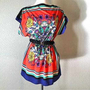 Bold and Silky Tunic with belt by Just Ginger